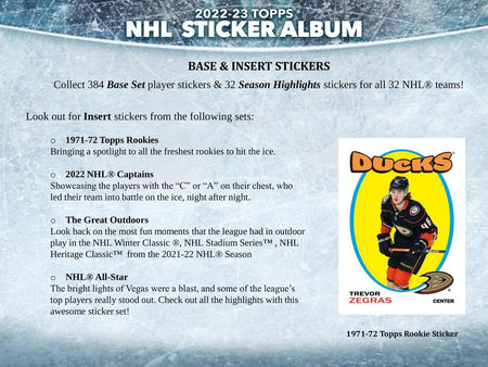 Topps: 2022-23 NHL Hockey Sticker Collection Album Card Game Topps