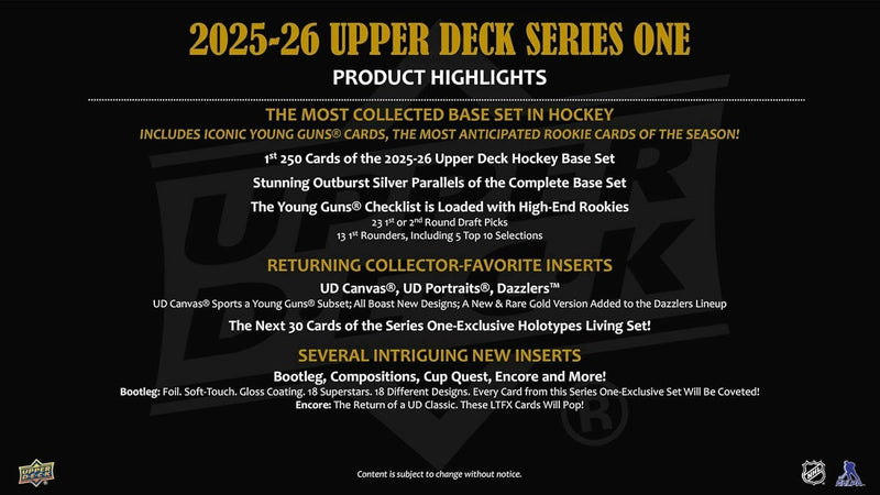 Upper Deck 2025-26 Series 1 Hockey Collector's Tin - 8 Packs + Exclusive Dazzler Bonus Pack Sports Cards Upper Deck