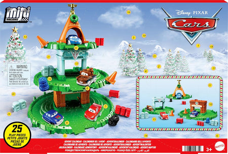 Disney Mattel Pixar Cars Christmas Advent Calendar - 25 Surprises Include 4 Mini Toy Cars & Reconfigurable Playset Toys & Games Mattel