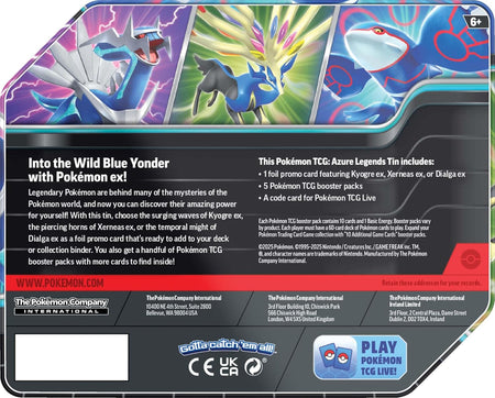 Pokemon TCG: Scarlet & Violet - Azure Legends Tin (Kyogre ex) Card Game Pokemon