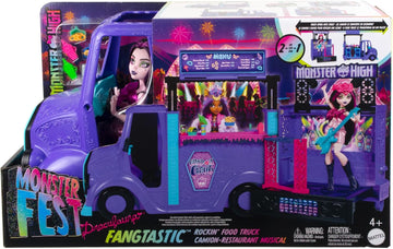 Monster High: Fangtastic Rockin Food Truck Draculaura Doll & Playset & Pullout Stage Toys & Games Mattel
