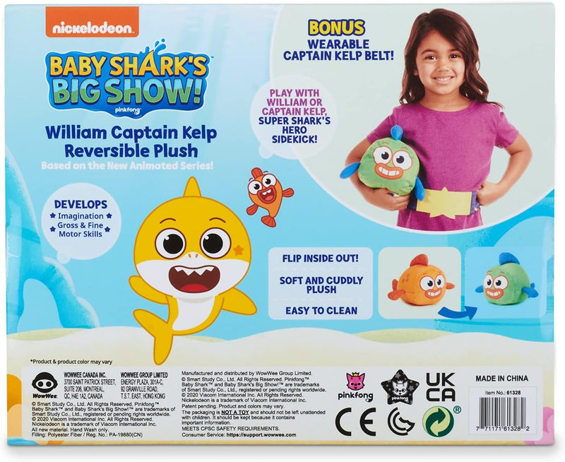 Baby Shark's Big Show!: William and Captain Kelp Reversible Plush Toys & Games WowWee