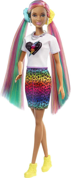 Barbie: Leopard Rainbow Hair Doll with Rainbow Skirt Toys & Games Mattel