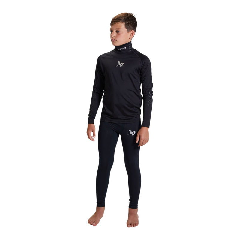Bauer Hockey: Long Sleeve Neck Protect Youth - Black Hockey Equipment Bauer