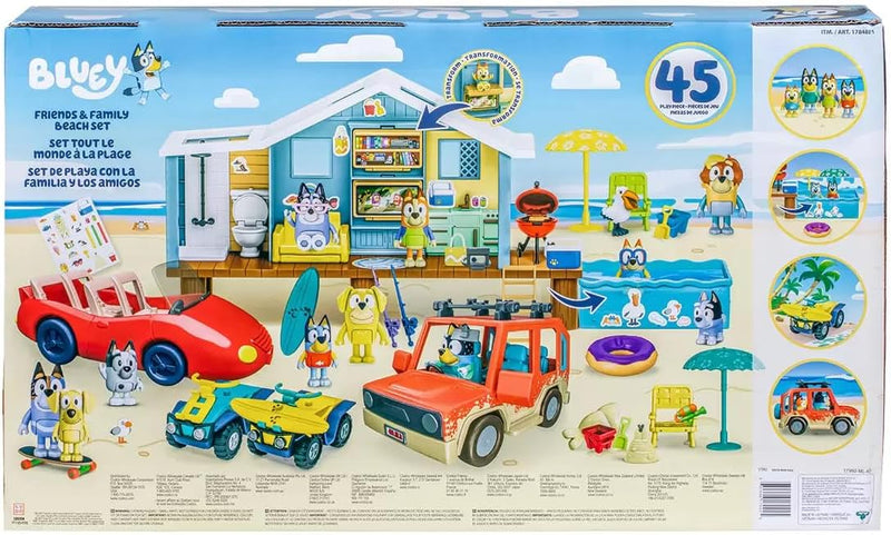 Bluey Friends & Family Beach Set- House Playset 45 Piece Ultimate Mega Set-Large-Includes Sticker Sheet Toys & Games Moose Toys
