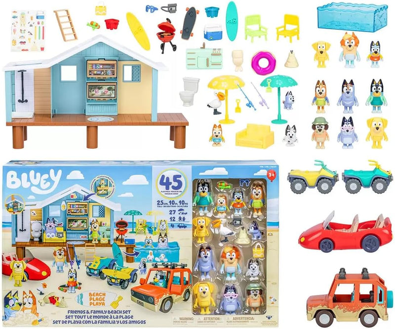 Bluey Friends & Family Beach Set- House Playset 45 Piece Ultimate Mega Set-Large-Includes Sticker Sheet Toys & Games Moose Toys