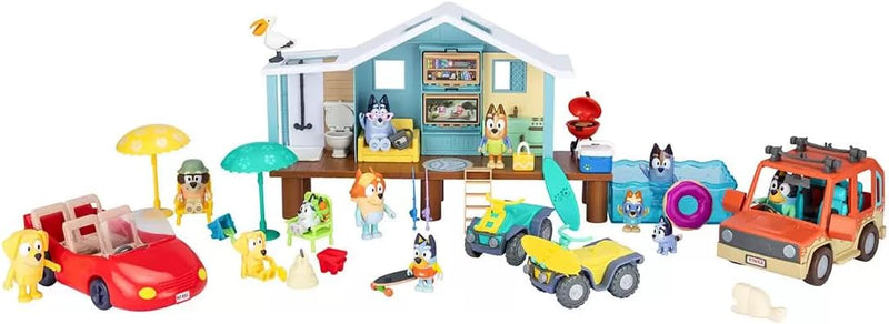 Bluey Friends & Family Beach Set- House Playset 45 Piece Ultimate Mega Set-Large-Includes Sticker Sheet Toys & Games Moose Toys