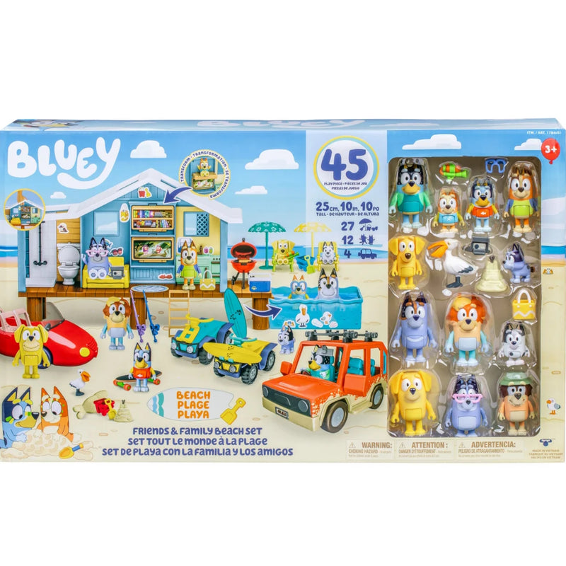 Bluey Friends & Family Beach Set- House Playset 45 Piece Ultimate Mega Set-Large-Includes Sticker Sheet Toys & Games Moose Toys