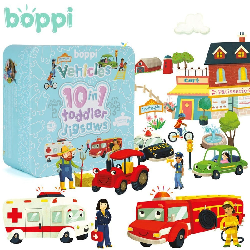 Boppi: 10 in 1 Toddler Jigsaw Puzzle - Vehicles Toys & Games Boppi