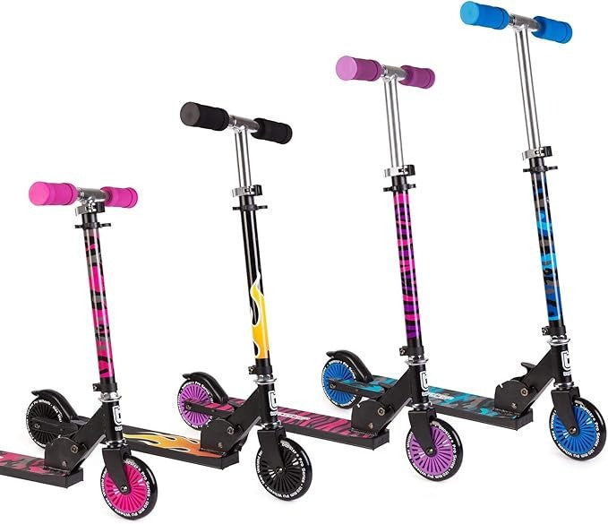 Bopster: 2 Wheeled Folding Scooter - Purple Zebra Stripes Toys & Games Bopster