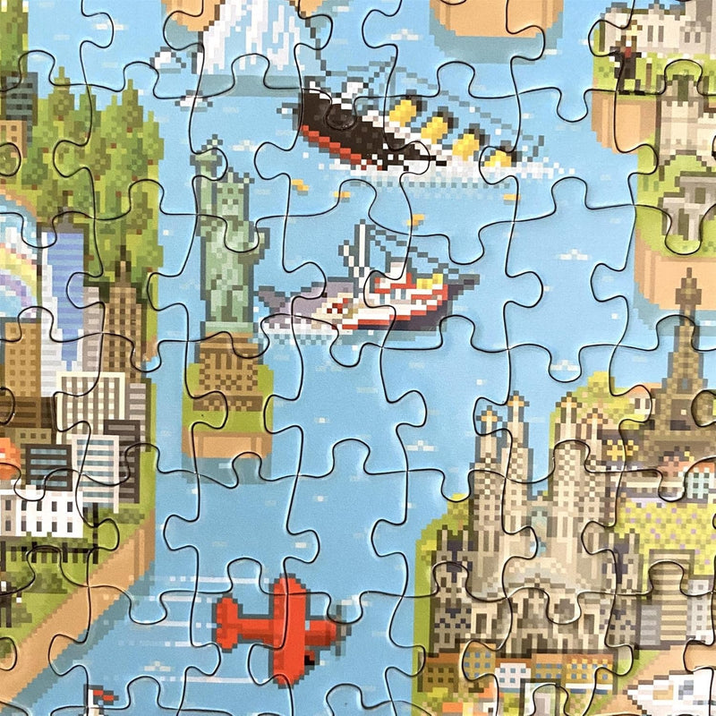 Bopster: 8-Bit World Map - 1000 Piece Puzzle Board Game Bopster