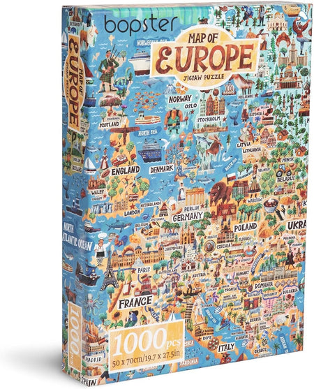 Bopster: Map of Europe - 1000 Piece Puzzle Toys & Games Bopster