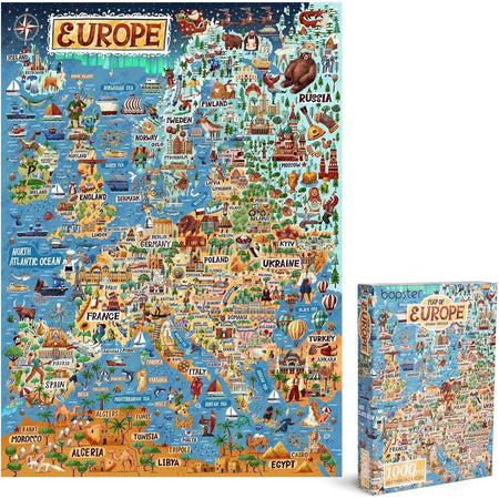 Bopster: Map of Europe - 1000 Piece Puzzle Toys & Games Bopster