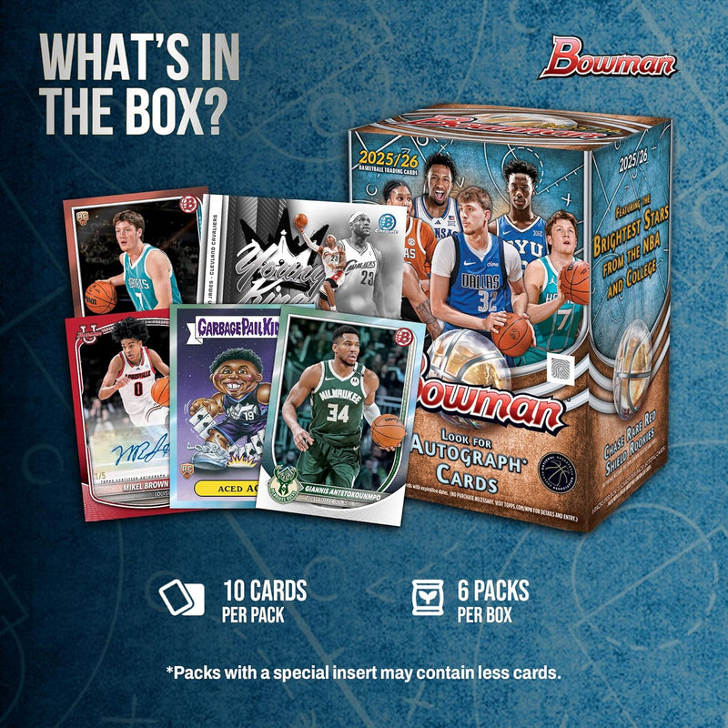 2025-26 Topps Bowman Basketball - Blaster Box (6 Packs) Sports Cards Topps