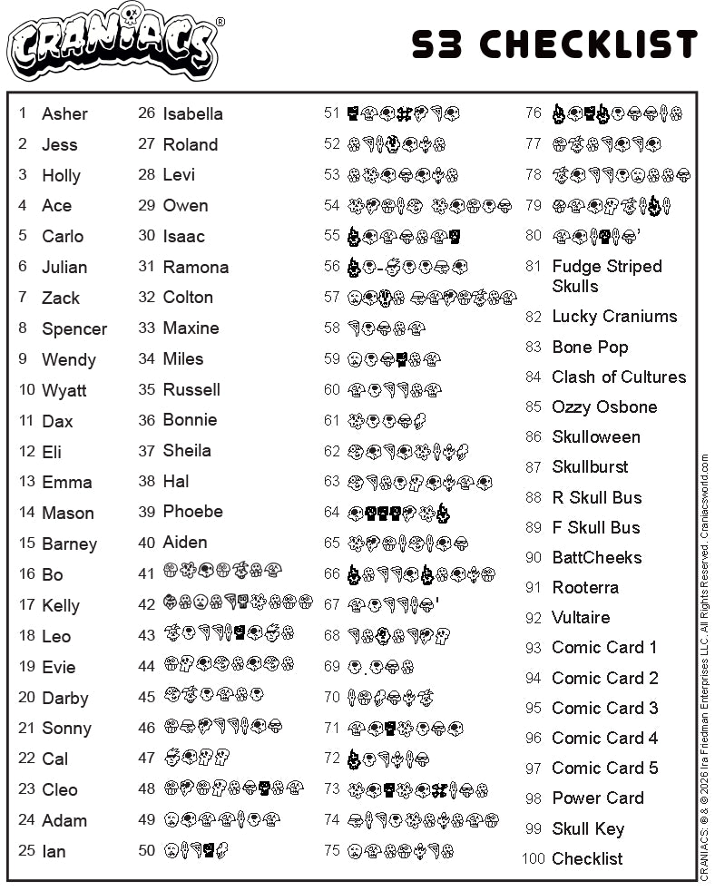 Craniacs: Series 3 Skullblam! Blaster Box - 7 Packs Trading Cards Ira Friedman Enterprises