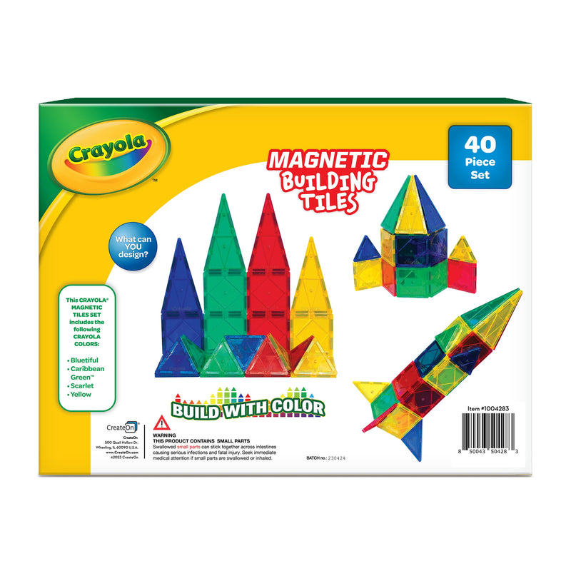 Crayola: Bold and Bright - 40 Piece Magnetic Tile Set Toys & Games Create On