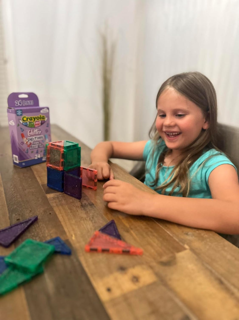 Crayola: Mini Glitter - 24 Piece Magnetic Tile Set Toys & Games Create On