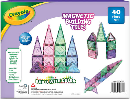 Crayola: Glitter - 40 Piece Magnetic Tile Set Toys & Games Create On
