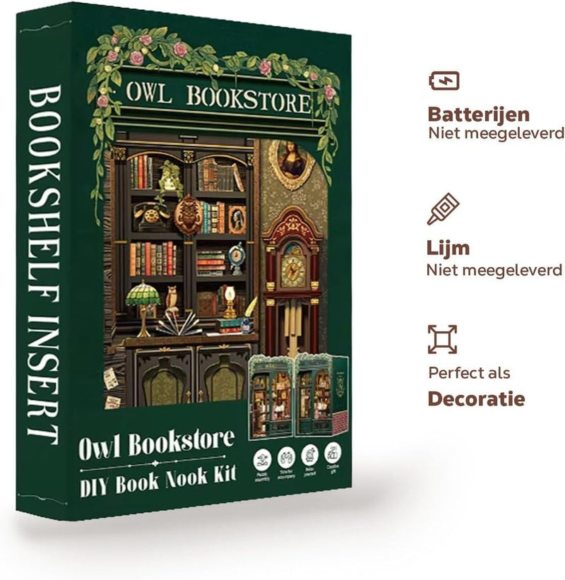 CuteBee: Book Journey - Owl Bookstore DIY Miniature House Model Kit CuteBee