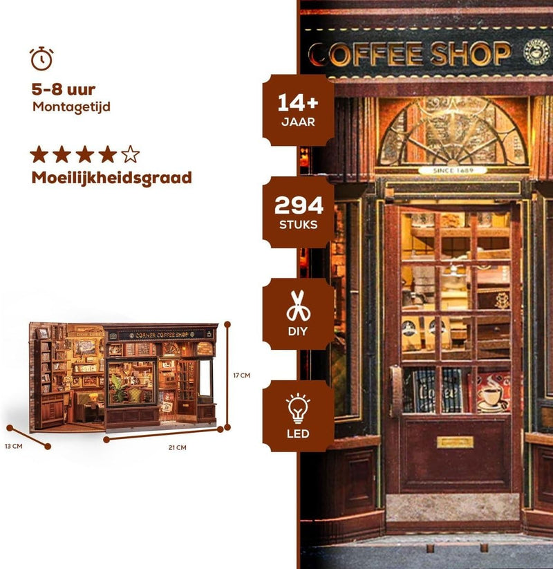 CuteBee: City Walk - Corner Coffee Shop DIY Miniature House Model Kit CuteBee