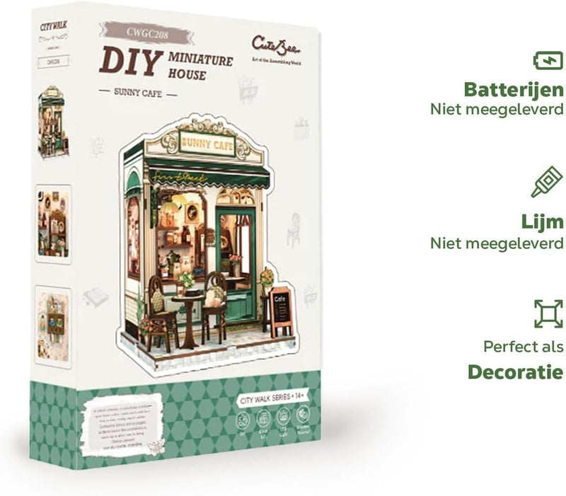 CuteBee: City Walk - Sunny Cafe DIY Miniature House Model Kit CuteBee