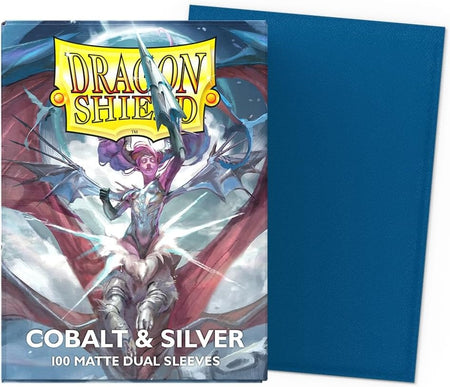 Dragon Shield Sleeves: Matte Dual Cobalt and Silver - 100 Sleeves Card Game Dragon Shield