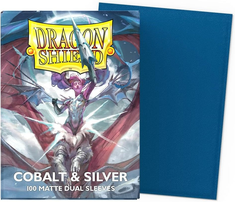 Dragon Shield Sleeves: Matte Dual Cobalt and Silver - 100 Sleeves Card Game Dragon Shield