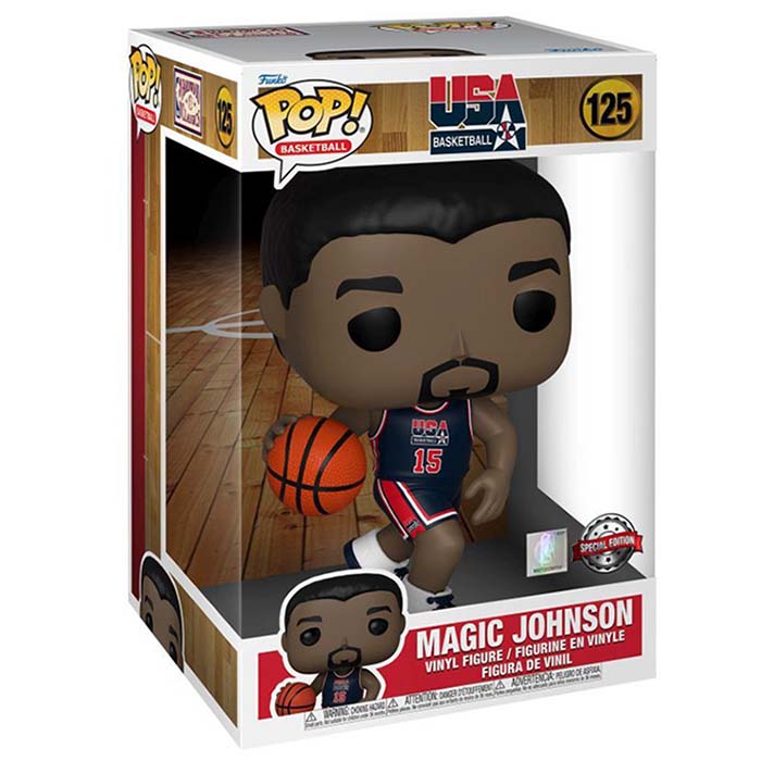 Funko Pop! Basketball: Jumbo NBA Magic Johnson - 1992 Team USA Navy #125 Toys & Games Funko