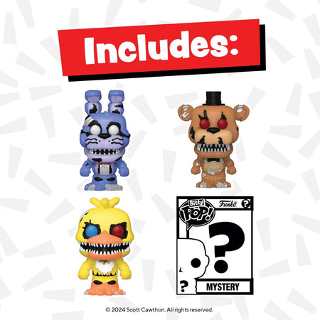 Funko Pop! Bitty: FNAF Shelf - Nightmare Bonnie - Nightmare Chica - Nightmare Freddy - Mystery Figure Toys & Games Funko
