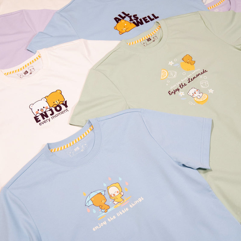 Milk Mocha Bear: Giordano x Milk Mocha Bear: Side Hugging T-Shirts Milk Mocha Bear