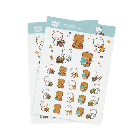 Milk Mocha Bear: Groceries Planner Sticker Sheets Decorative Stickers Milk Mocha Bear