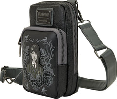 Loungefly: Wednesday Black Roses Cell Phone Crossbody Bag Clothing and Apparel Loungefly