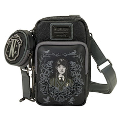Loungefly: Wednesday Black Roses Cell Phone Crossbody Bag Clothing and Apparel Loungefly