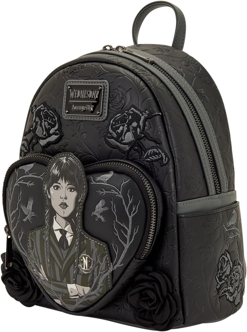 Loungefly: Wednesday Black Roses Mini Backpack Clothing and Apparel Loungefly