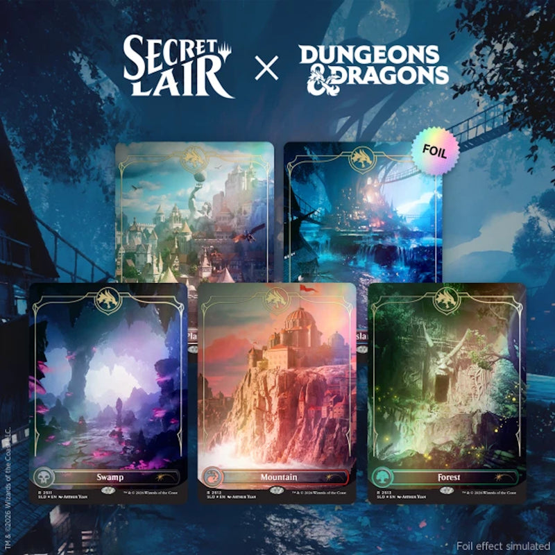 Magic the Gathering: Secret Lair x Dungeons and Dragons - Lands of Forgotten Realm (Traditional Foil Edition) Card Game Wizards of the Coast