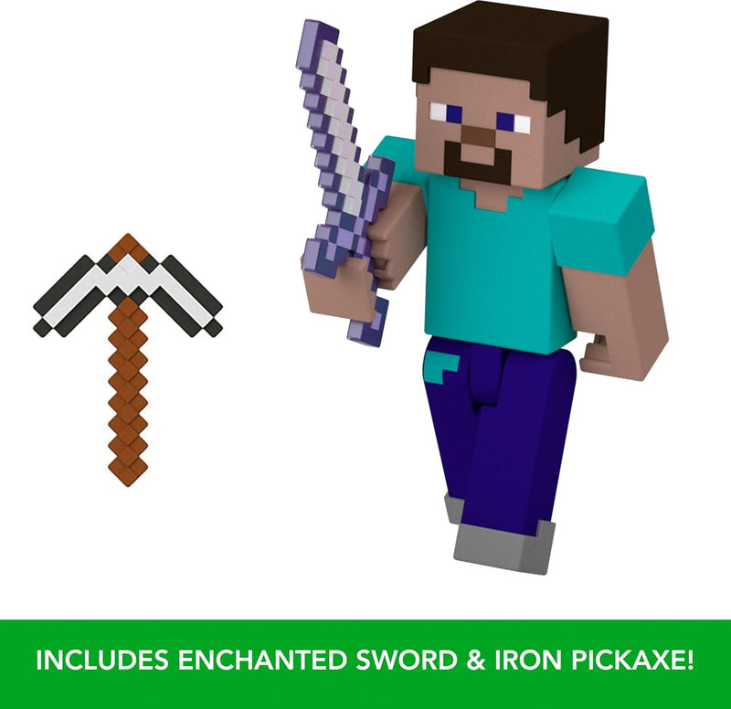 Minecraft: Steve Action Figure with Enchanted Sword & Pickaxe Toys & Games Mattel