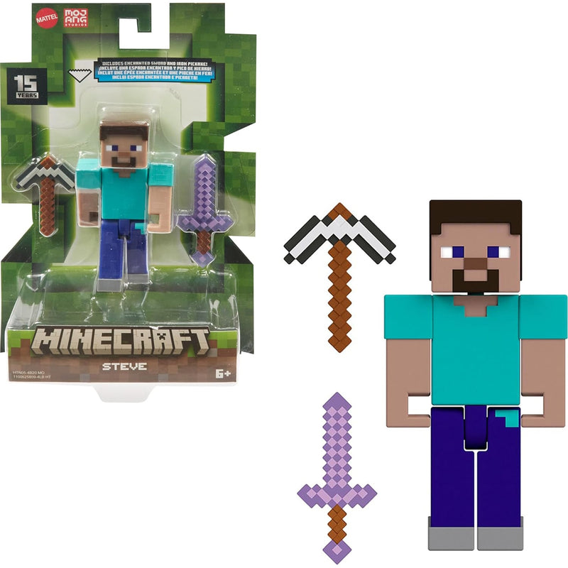Minecraft: Steve Action Figure with Enchanted Sword & Pickaxe Toys & Games Mattel