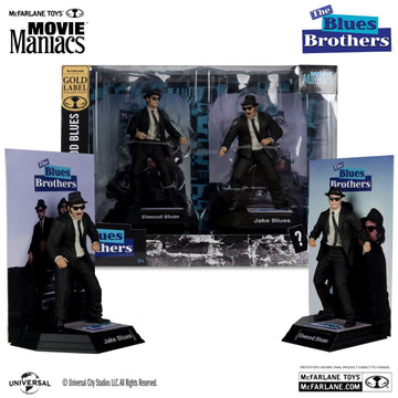 McFarlane Toys: Movie Maniacs - The Blues Brothers Jake and Elwood Blues Posed Figure 6" Figure Gold Label Toys & Games McFarlane Toys