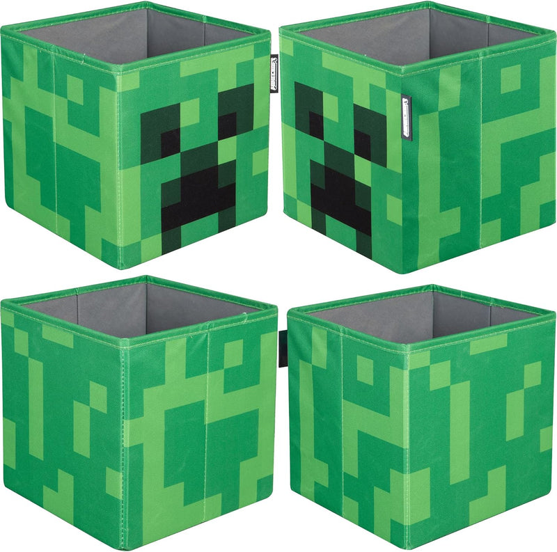 Minecraft Fabric Storage Boxes: Creeper & Crafting Table - 2 Piece 10” Collapsible Home and Hardware Phoenixx