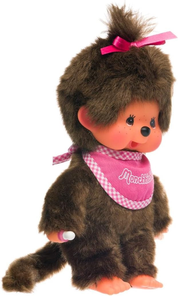 Monchhichi: Standard Girl Pink Bib 8" Plush - Authentic Japan Toys & Games Monchhichi