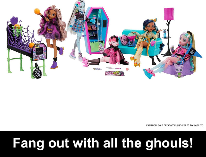 Monster High: Student Lounge Playset, Doll House Furniture, Pets & Vending Machine Toys & Games Mattel