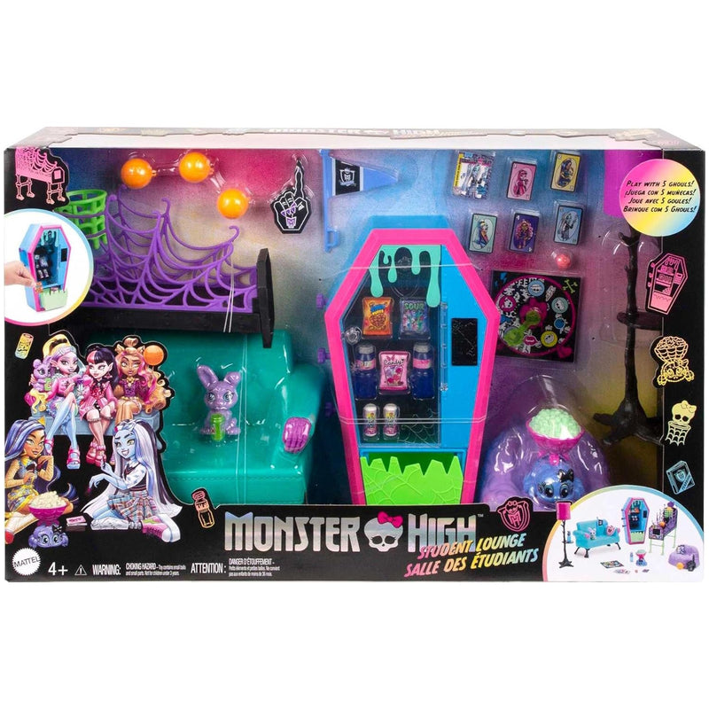 Monster High: Student Lounge Playset, Doll House Furniture, Pets & Vending Machine Toys & Games Mattel