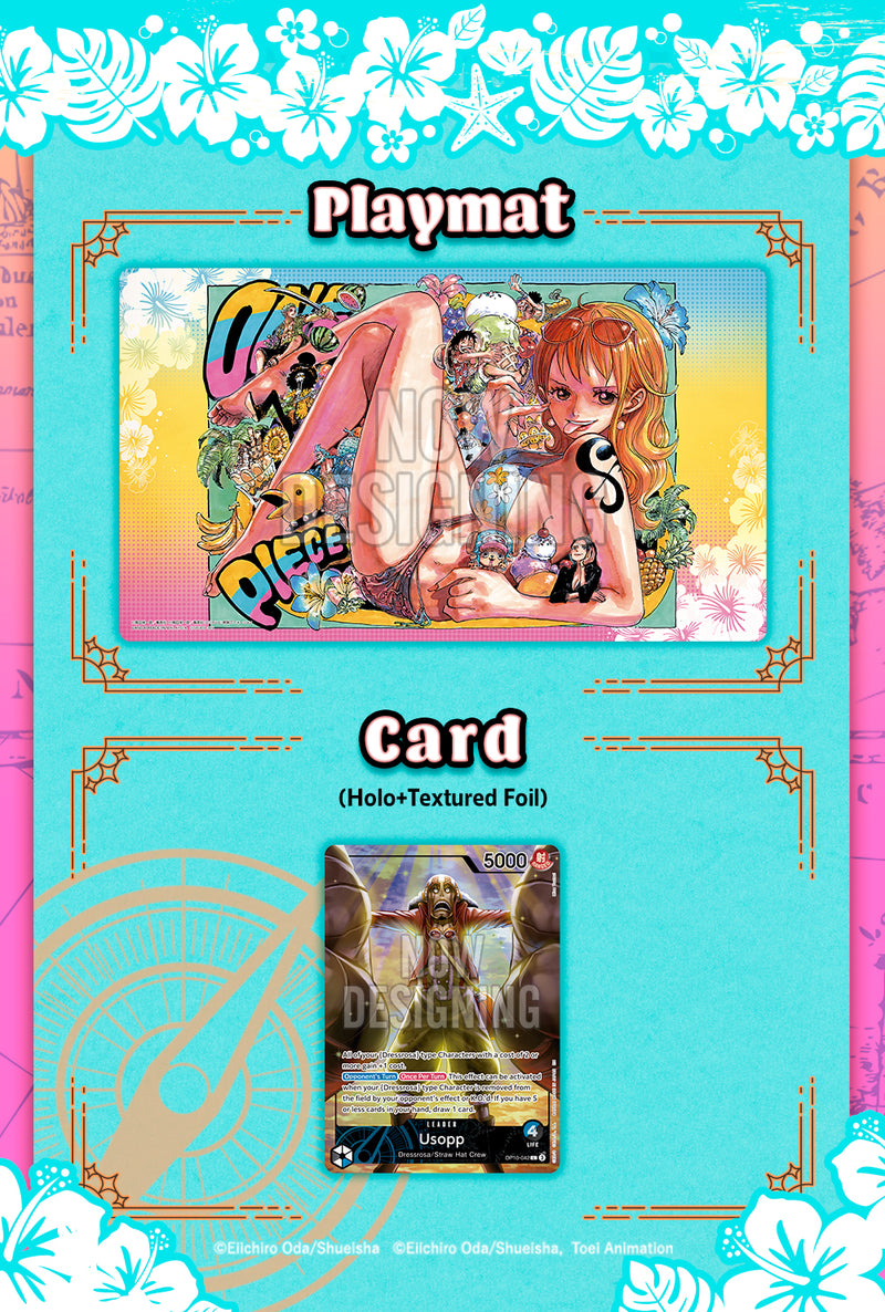 One Piece TCG: Official Limited Edition Nami Playmat w/ 'God' Usopp Promo Card Card Game Bandai Namco