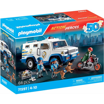 Playmobil Action Heroes: Armored Van with Fund Conveyors - 66 Piece Playset Toys & Games Playmobil