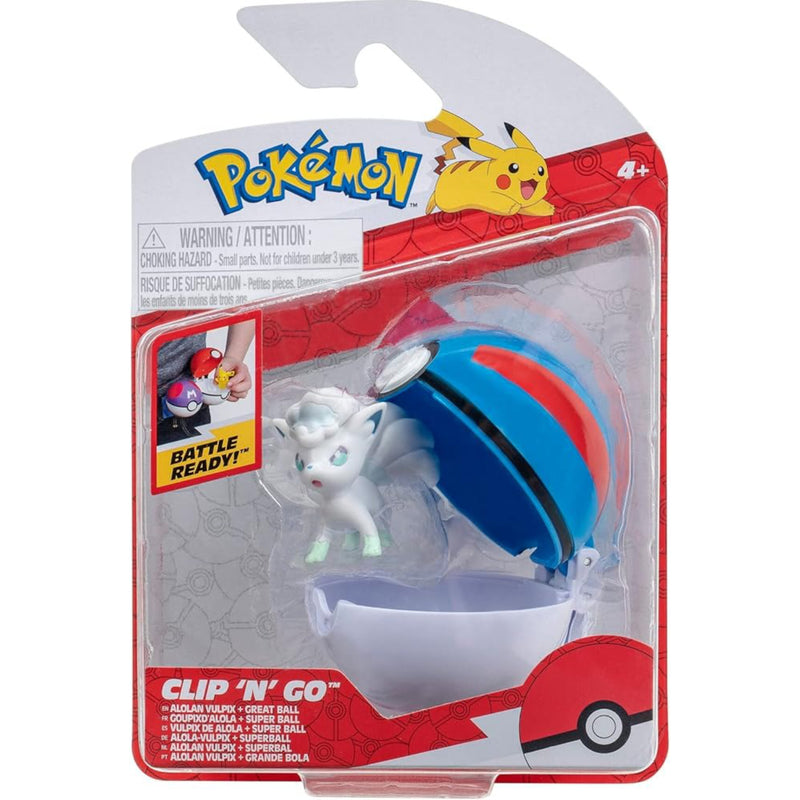 Pokemon: Clip 'N' Go - Alolan Vulpix and Great Ball Toys & Games Jazwares
