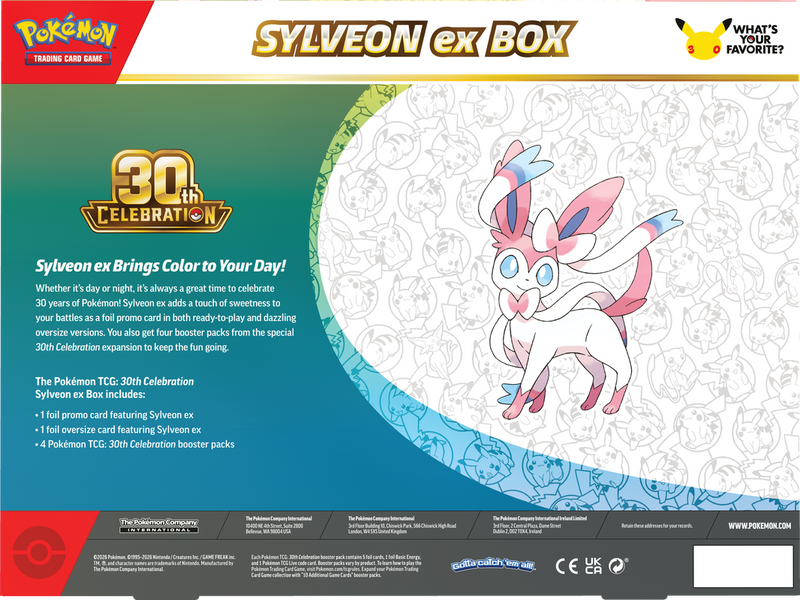Pokemon TCG: 30th Celebration Sylveon ex Box