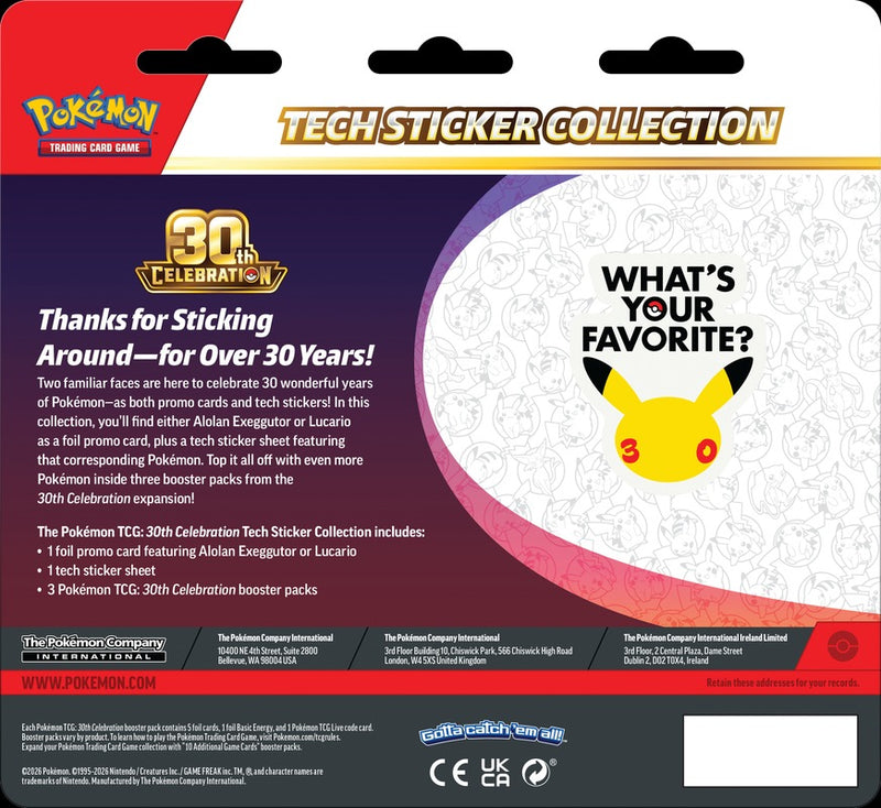 Pokemon TCG: 30th Celebration Tech Sticker Collection (Lucario)