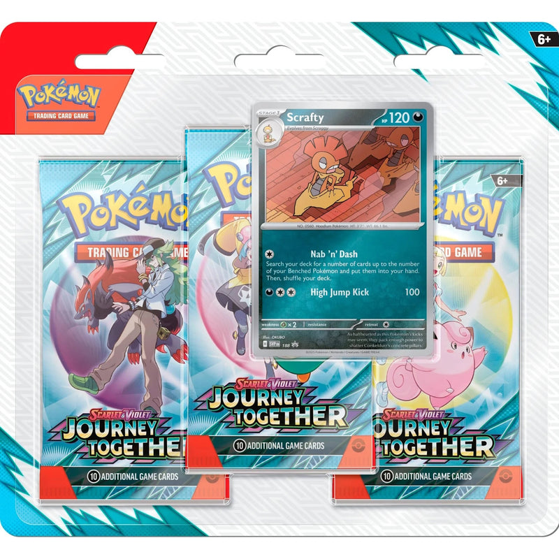 Pokemon TCG: Scarlet & Violet - Journey Together Scrafty - 3 Booster Pack Blister Card Game Pokemon