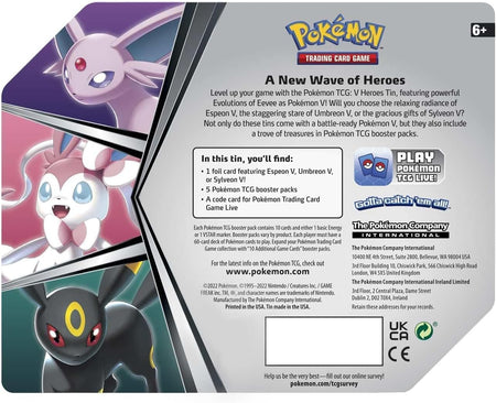 Pokemon TCG: Spring V Heroes Tin - Espeon V - 5 Booster Packs Card Game Pokemon
