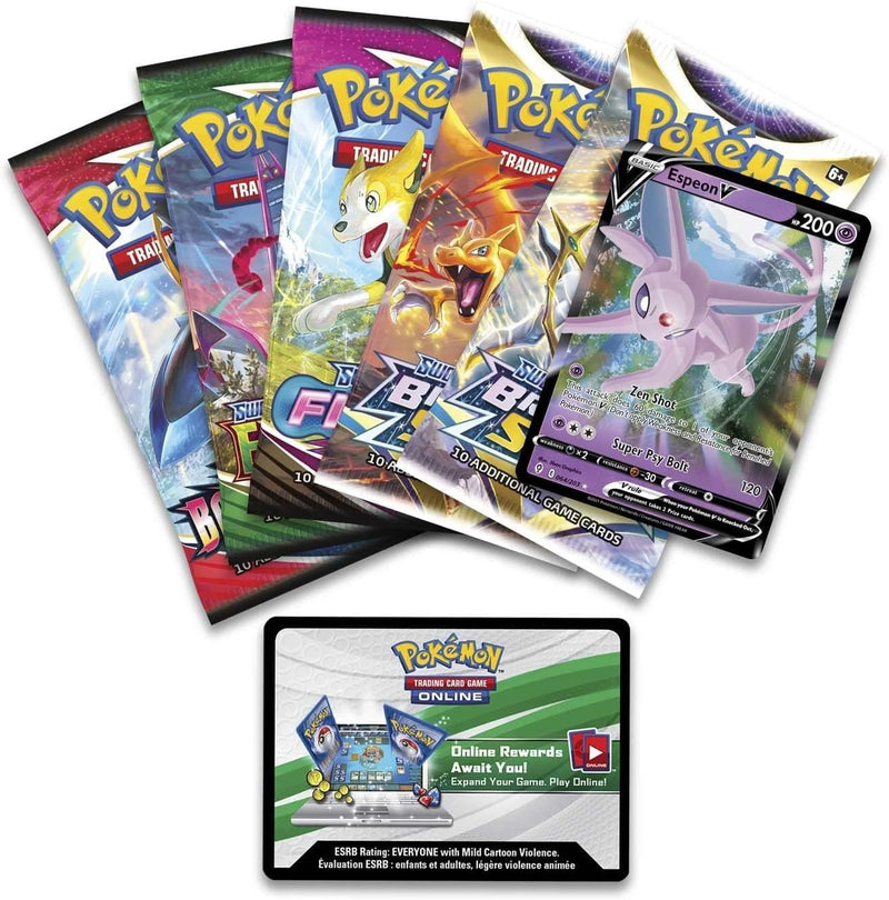 Pokemon TCG: Spring V Heroes Tin - Espeon V - 5 Booster Packs Card Game Pokemon